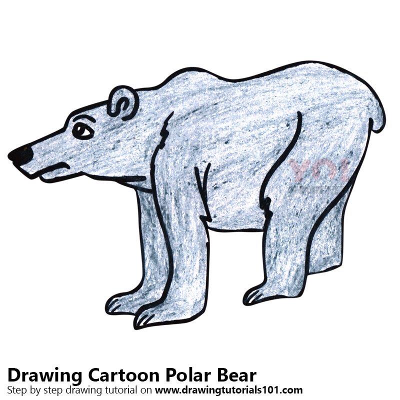图片[1]-学习如何画一个卡通北极熊（卡通动物）-YO儿童创意手工网