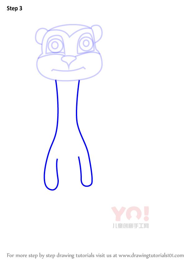 图片[4]-学习如何画一个卡通meerkat（卡通动物）-YO儿童创意手工网