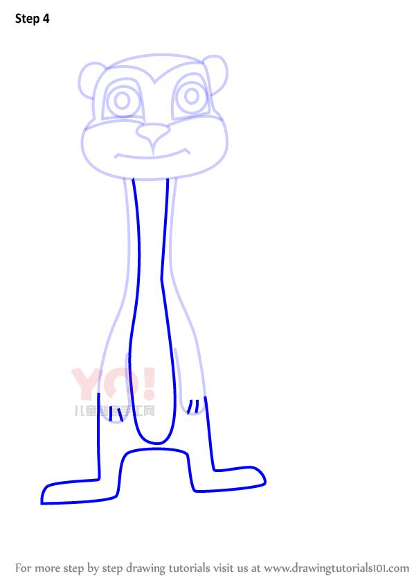图片[5]-学习如何画一个卡通meerkat（卡通动物）-YO儿童创意手工网