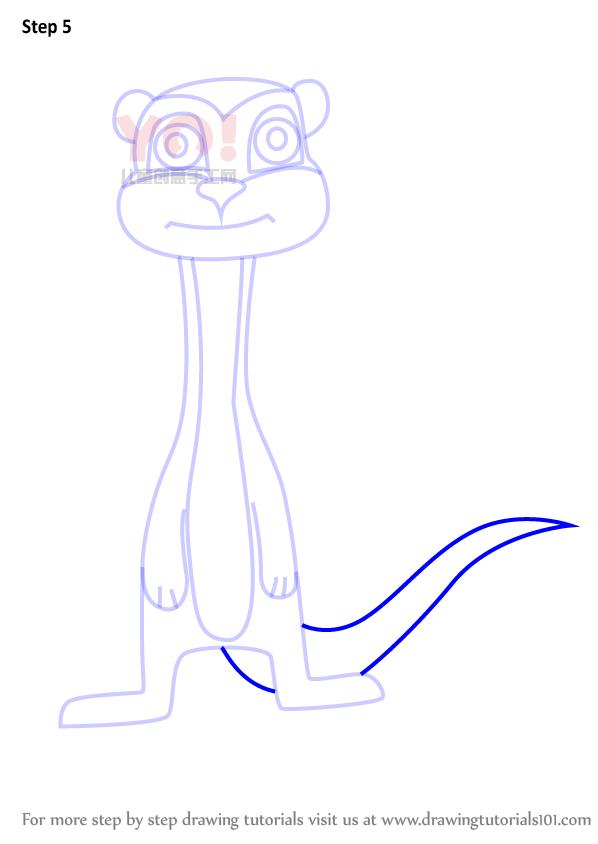 图片[6]-学习如何画一个卡通meerkat（卡通动物）-YO儿童创意手工网