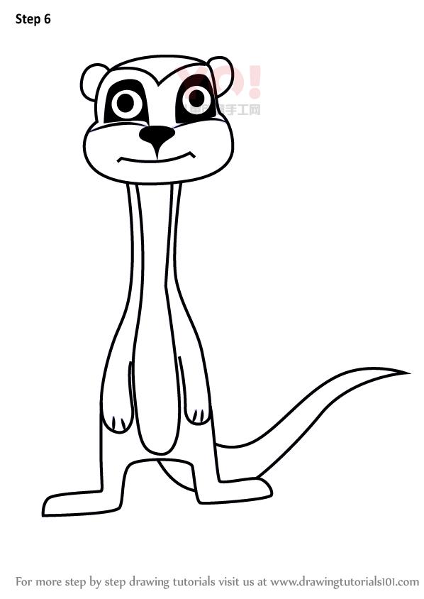 图片[7]-学习如何画一个卡通meerkat（卡通动物）-YO儿童创意手工网