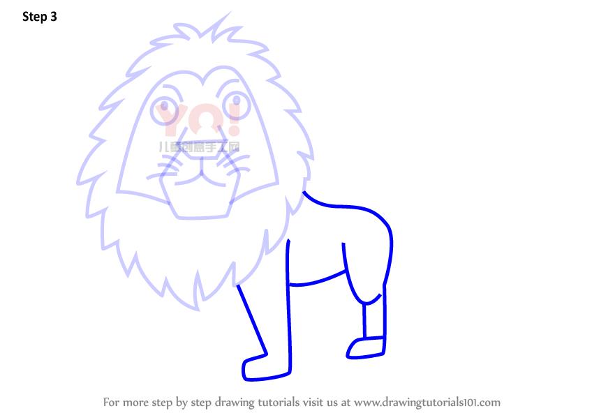 图片[4]-学习如何画一个卡通狮子（卡通动物）-YO儿童创意手工网