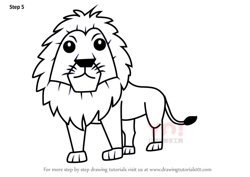 图片[6]-学习如何画一个卡通狮子（卡通动物）-YO儿童创意手工网