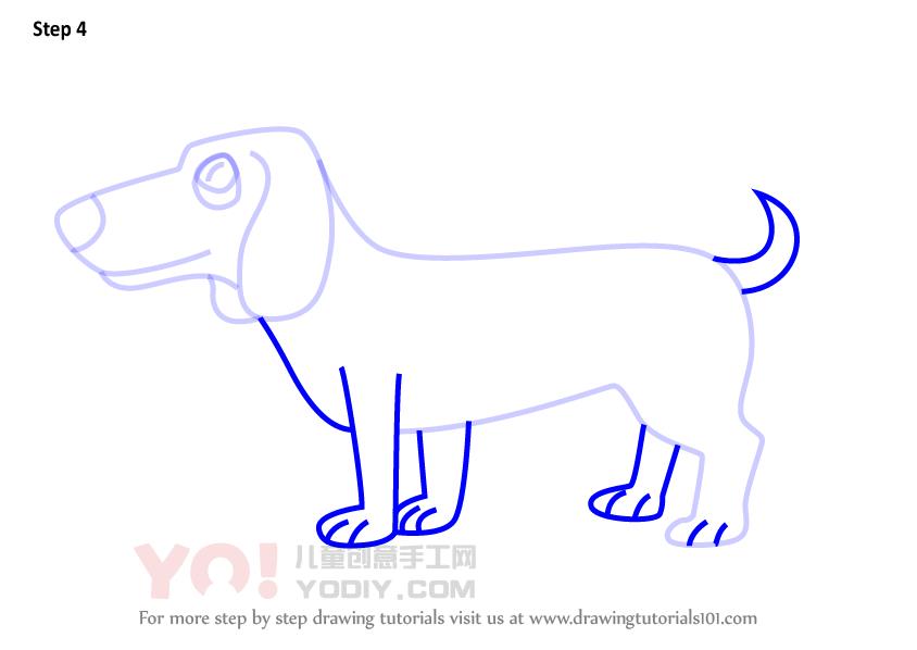 图片[5]-学习如何画一个卡通腊肠狗（卡通动物）-YO儿童创意手工网