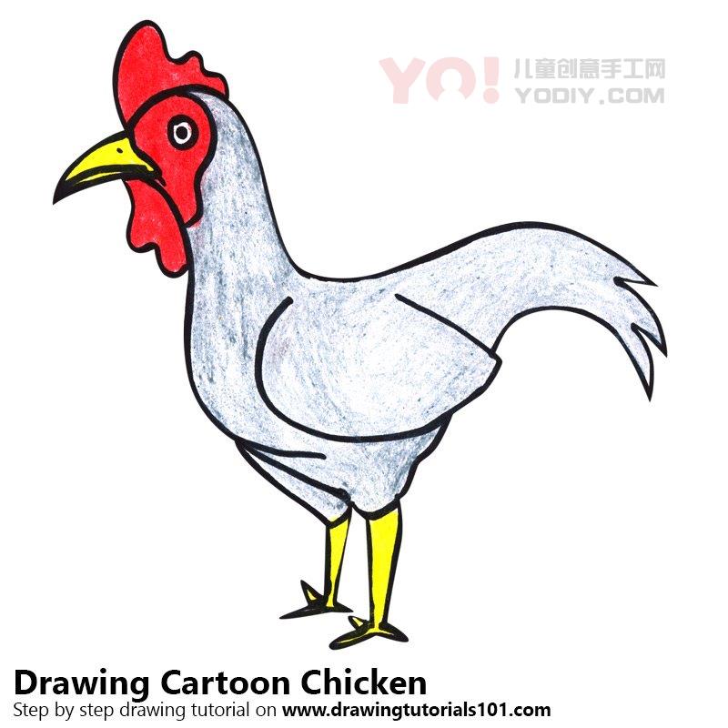 图片[1]-学习如何画一个卡通鸡肉（卡通动物）-YO儿童创意手工网