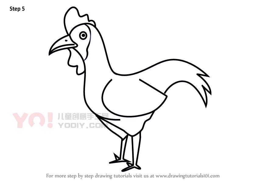 图片[6]-学习如何画一个卡通鸡肉（卡通动物）-YO儿童创意手工网