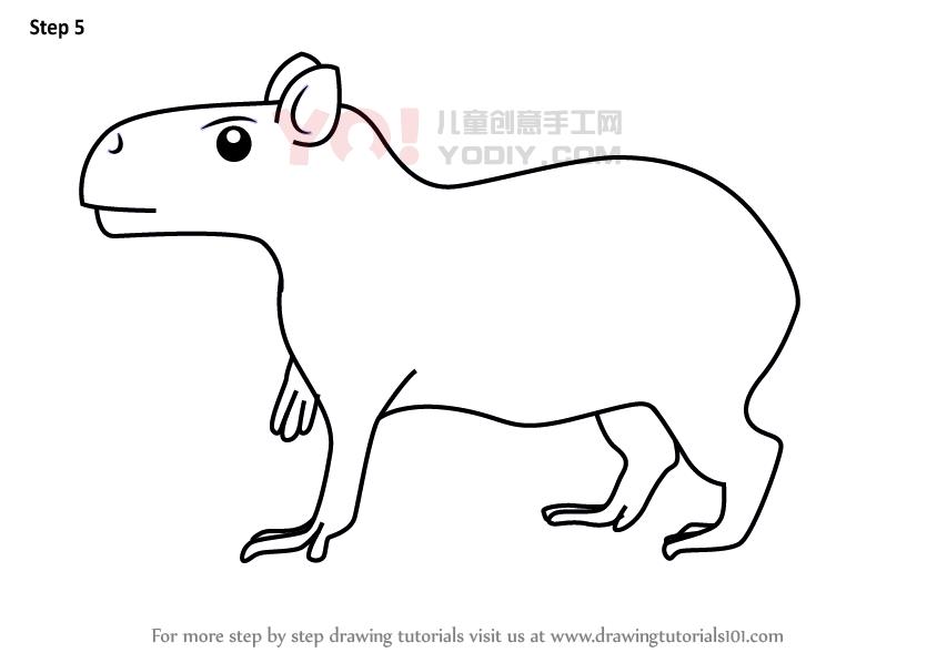 图片[6]-学习如何绘制卡通凯雅巴拉（卡通动物）-YO儿童创意手工网