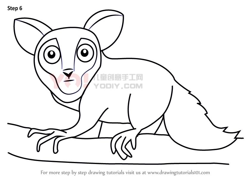 图片[7]-学习如何画一个卡通Aye-Aye（卡通动物）-YO儿童创意手工网