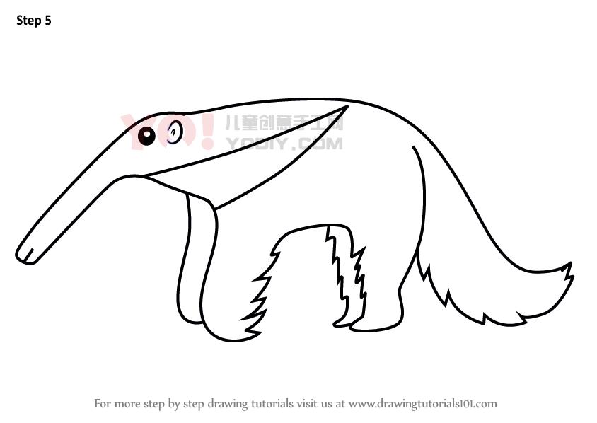 图片[6]-学习如何画一个卡通食蚁兽（卡通动物）-YO儿童创意手工网