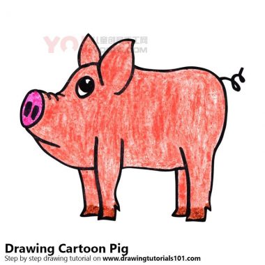 学习如何画一个动画片猪（卡通动物）-优优资源