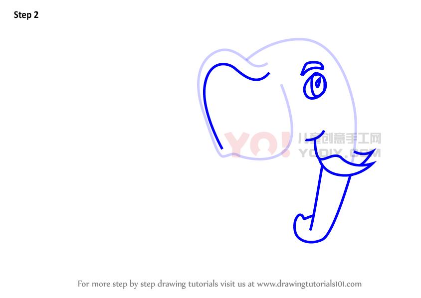 图片[3]-学习如何画一个卡通大象（卡通动物）-YO儿童创意手工网