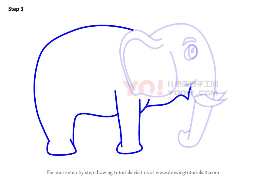图片[4]-学习如何画一个卡通大象（卡通动物）-YO儿童创意手工网
