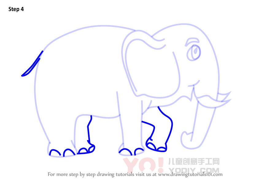 图片[5]-学习如何画一个卡通大象（卡通动物）-YO儿童创意手工网