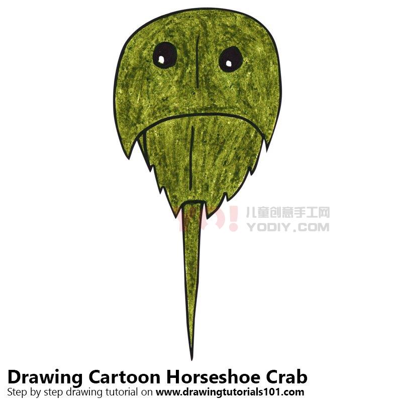 图片[1]-学习如何画一个卡通马蹄蟹（卡通动物）-YO儿童创意手工网