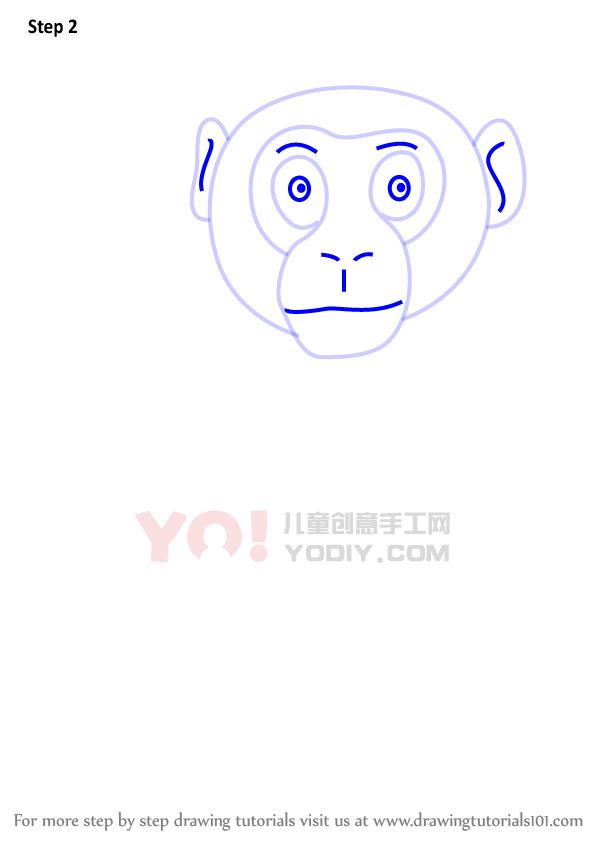 图片[3]-学习如何画一个卡通黑猩猩（卡通动物）-YO儿童创意手工网