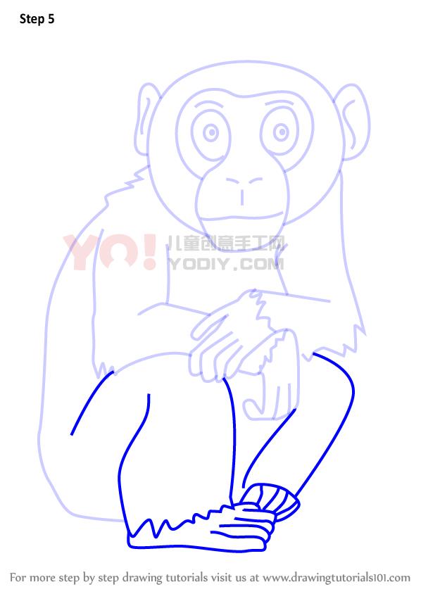 图片[6]-学习如何画一个卡通黑猩猩（卡通动物）-YO儿童创意手工网