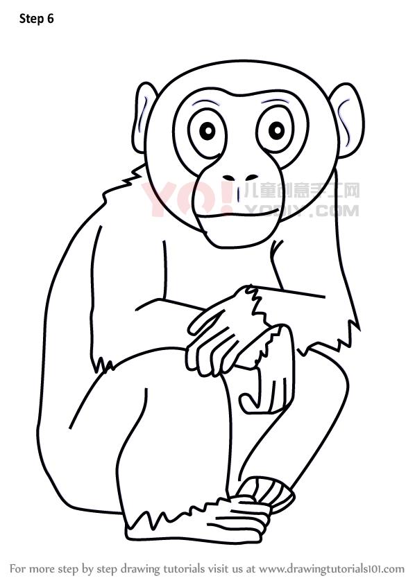 图片[7]-学习如何画一个卡通黑猩猩（卡通动物）-YO儿童创意手工网