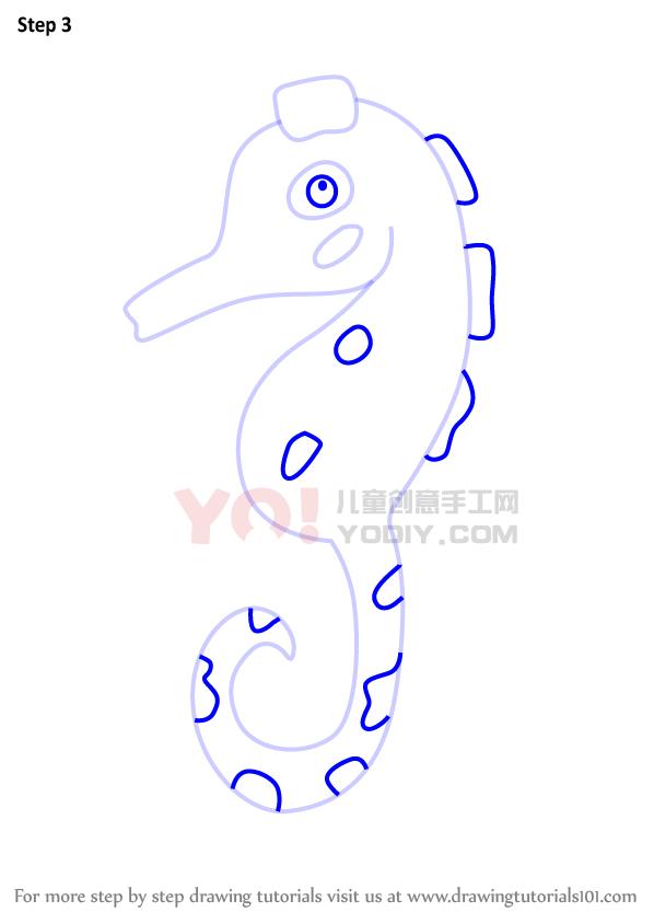 图片[4]-学习如何画一个卡通侏儒海马（卡通动物）-YO儿童创意手工网