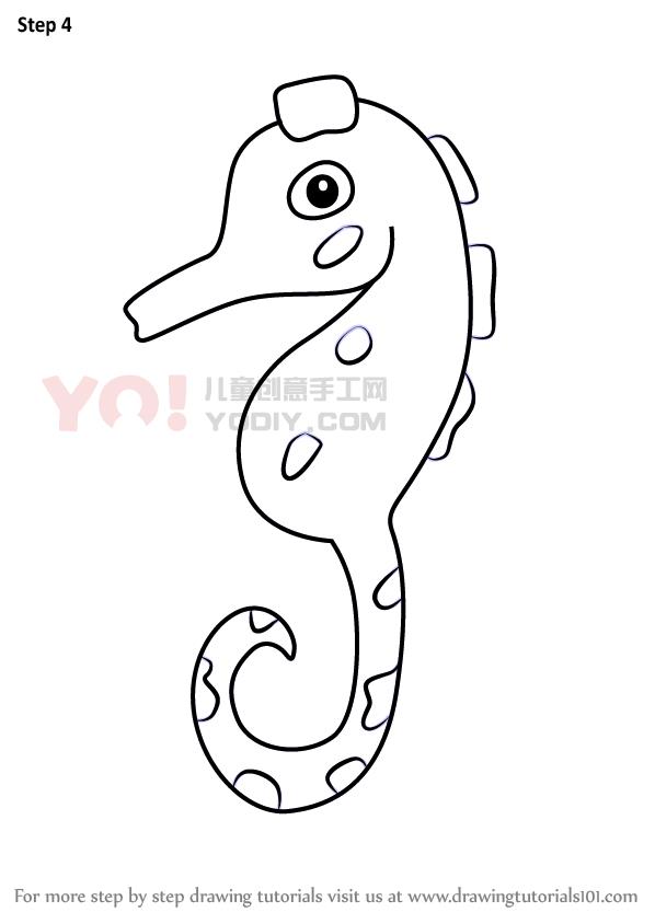 图片[5]-学习如何画一个卡通侏儒海马（卡通动物）-YO儿童创意手工网