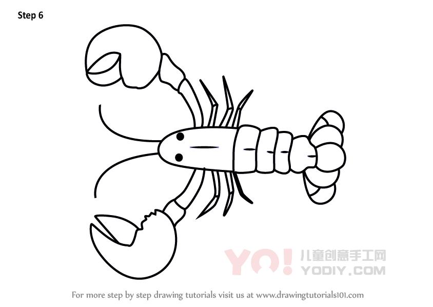 图片[7]-学习如何画一个卡通龙虾（卡通动物）-YO儿童创意手工网