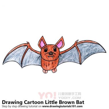 学习如何画一个卡通小棕色蝙蝠（卡通动物）-优优资源