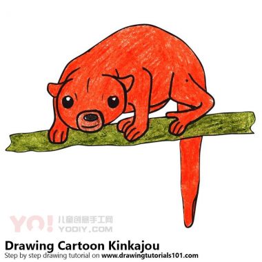 学习如何画一个卡通kinkajou（卡通动物）-优优资源