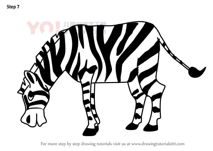 图片[8]-学习如何画一个卡通斑马（卡通动物）-YO儿童创意手工网