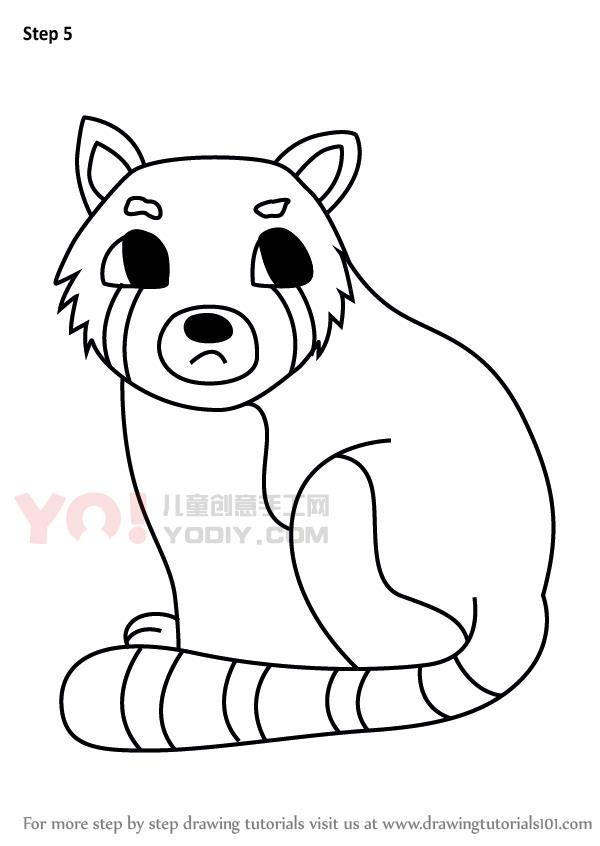 图片[6]-学习如何画一个卡通红熊猫（卡通动物）-YO儿童创意手工网