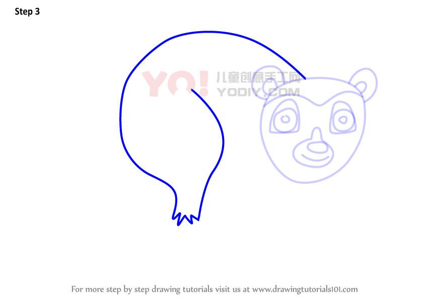 图片[4]-学习如何画一个卡通狐猴（卡通动物）-YO儿童创意手工网