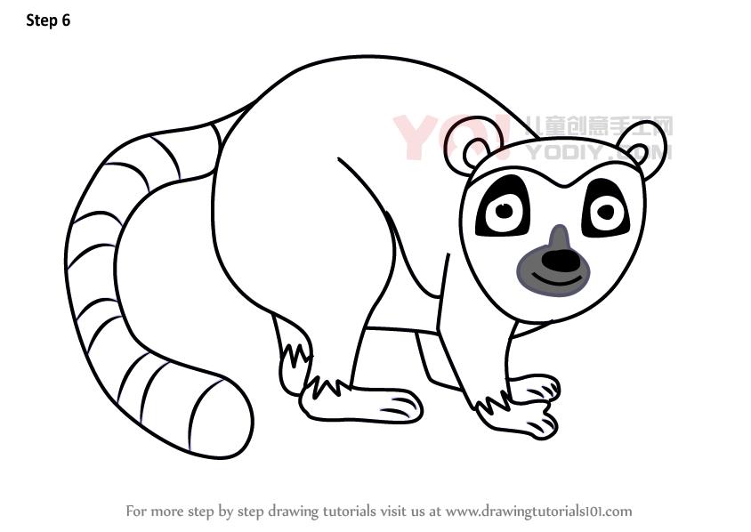 图片[7]-学习如何画一个卡通狐猴（卡通动物）-YO儿童创意手工网