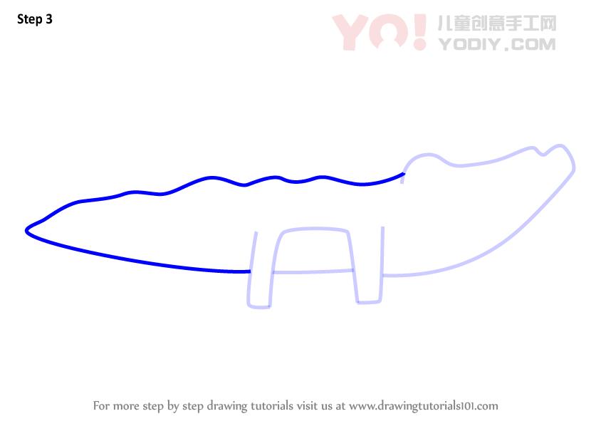 图片[4]-了解如何从字母A（带字母的动物）绘制鳄鱼-YO儿童创意手工网