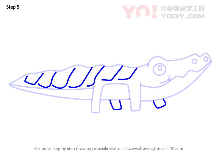 图片[6]-了解如何从字母A（带字母的动物）绘制鳄鱼-YO儿童创意手工网