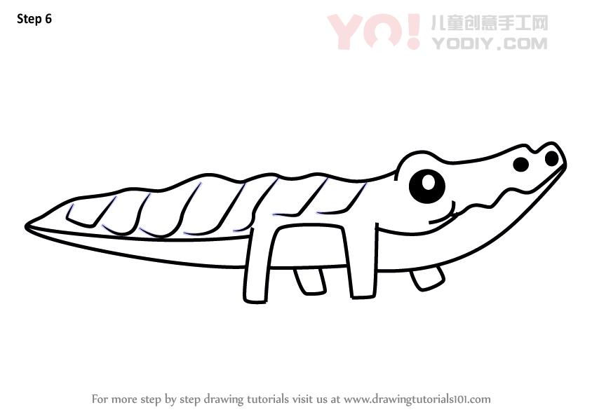 图片[7]-了解如何从字母A（带字母的动物）绘制鳄鱼-YO儿童创意手工网