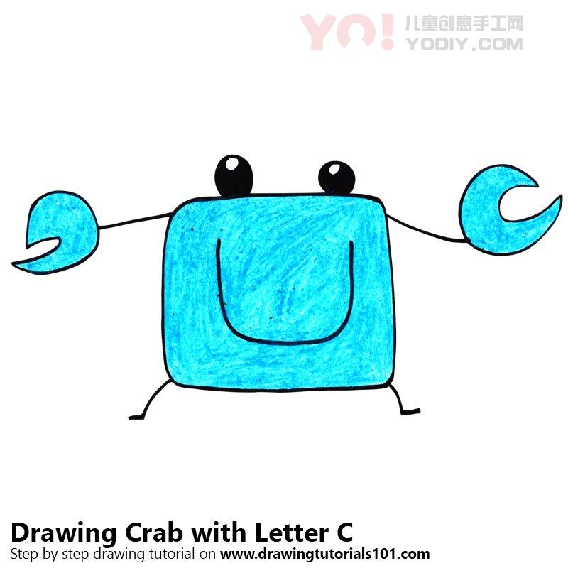 图片[1]-了解如何从字母c绘制螃蟹（带字母的动物）-YO儿童创意手工网