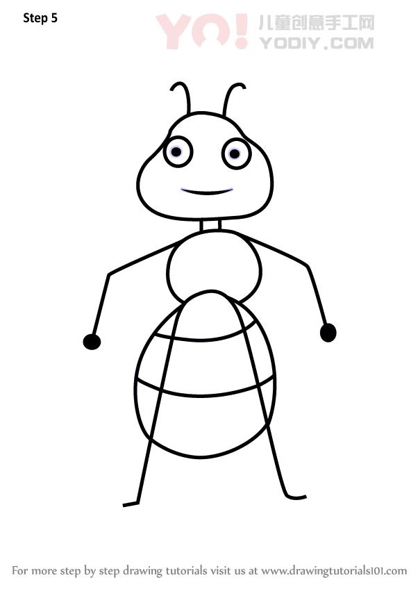 图片[6]-学习如何从字母A（带字母的动物）绘制蚂蚁-YO儿童创意手工网