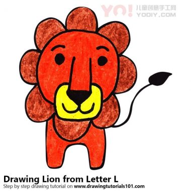 学习如何从字母L（带字母的动物）绘制狮子-优优资源