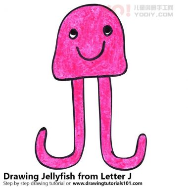 学习如何从字母J（带字母的动物）绘制水母-优优资源