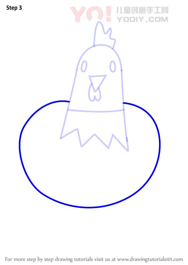 图片[4]-学习如何从字母H（带信件的动物）绘制母鸡-YO儿童创意手工网