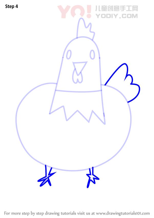 图片[5]-学习如何从字母H（带信件的动物）绘制母鸡-YO儿童创意手工网