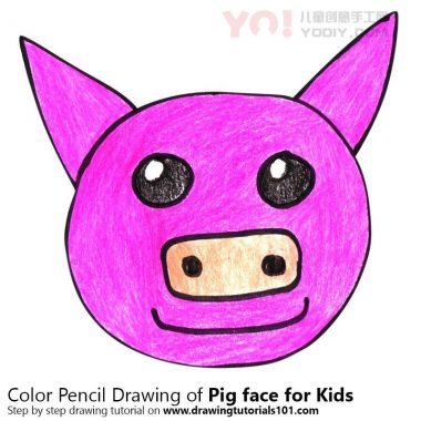 学习如何为孩子们画一张猪脸（儿童的动物面孔）-优优资源