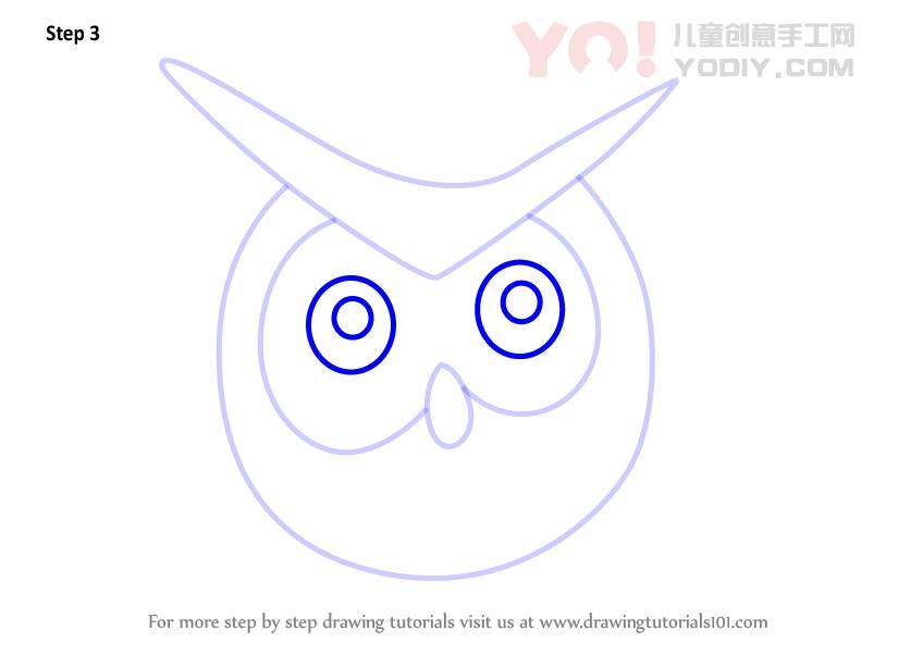 图片[4]-了解如何为孩子们绘制猫头鹰面孔（儿童脸部）-YO儿童创意手工网