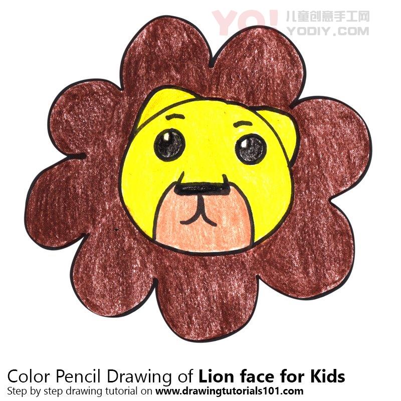 图片[1]-了解如何为孩子们画狮子面（儿童的动物面孔）-YO儿童创意手工网