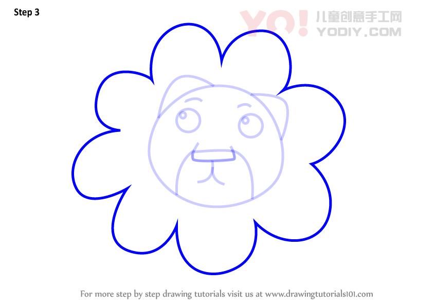 图片[4]-了解如何为孩子们画狮子面（儿童的动物面孔）-YO儿童创意手工网