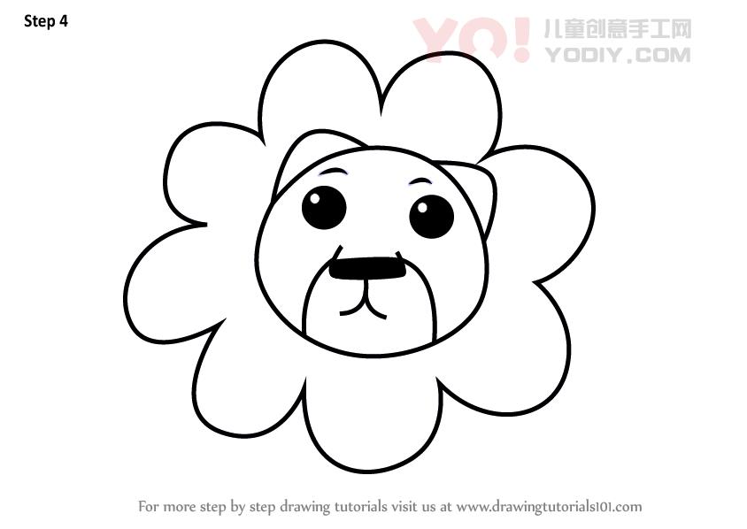 图片[5]-了解如何为孩子们画狮子面（儿童的动物面孔）-YO儿童创意手工网