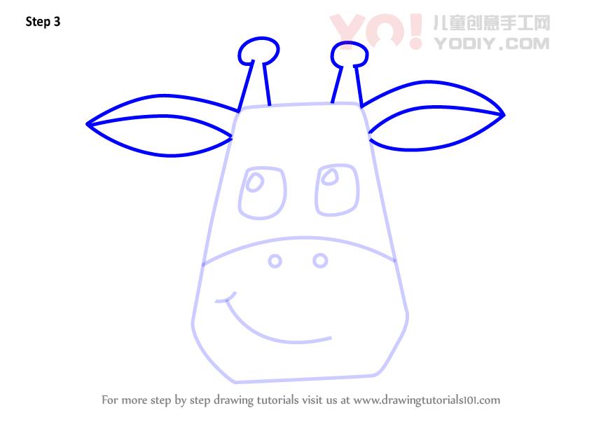 图片[4]-学习如何为孩子们画一张长颈鹿面孔（儿童的动物面孔）-YO儿童创意手工网