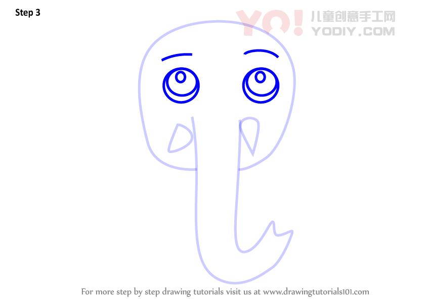 图片[4]-学习如何为孩子们画一头大象面孔（孩子们的孩子脸）-YO儿童创意手工网