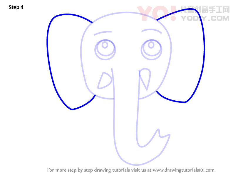 图片[5]-学习如何为孩子们画一头大象面孔（孩子们的孩子脸）-YO儿童创意手工网