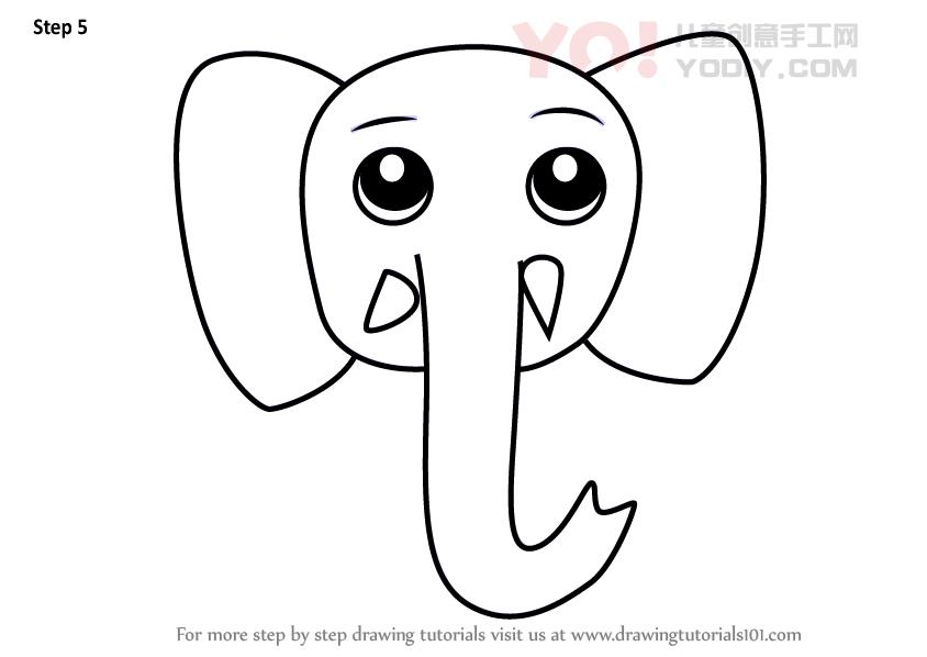 图片[6]-学习如何为孩子们画一头大象面孔（孩子们的孩子脸）-YO儿童创意手工网