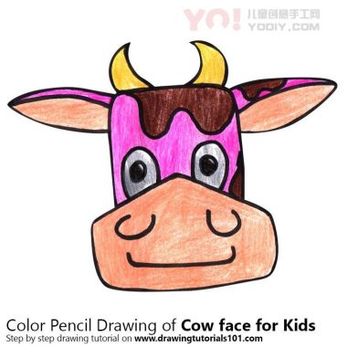 学习如何为孩子们绘制牛面（儿童的动物面孔）-优优资源
