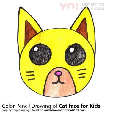 学习如何为孩子们绘制猫面孔（儿童的动物面孔）-优优资源